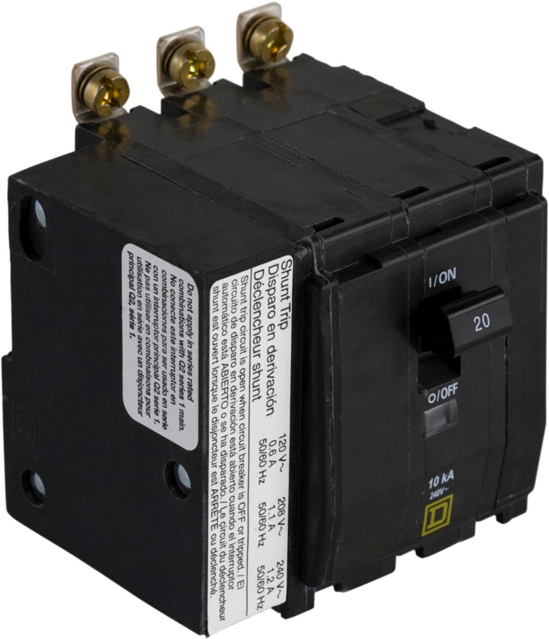 QOB3801021 Square D 3 Pole 80 Amp Circuit Breaker with Shunt Trip