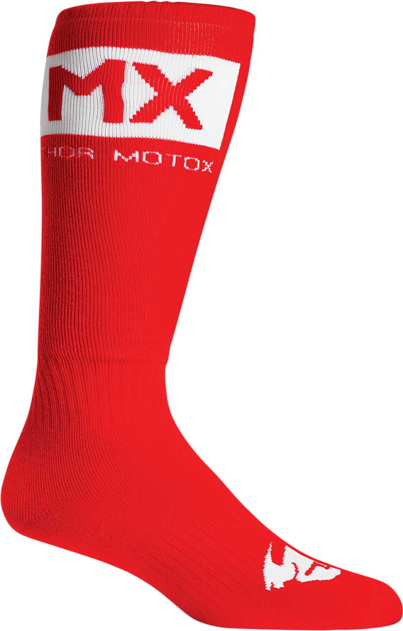 THOR Youth MX Solid Socks - Red/White - Size 1-6 3431-0661