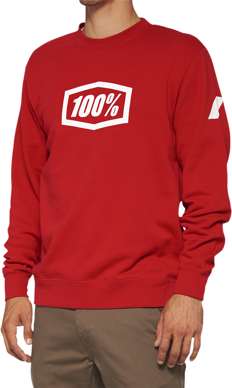 100% Icon Long-Sleeve Fleece Sweatshirt - Red - XL 20026-00013