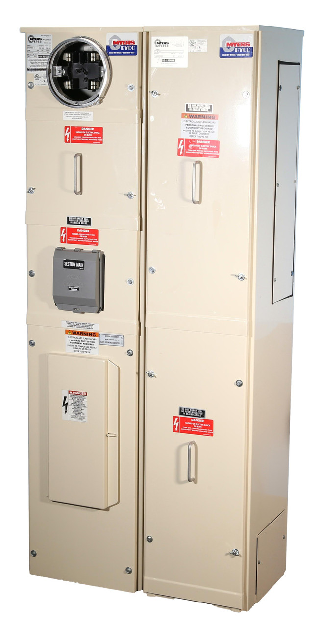 Residental 200A Metered Service Panel w/Main Breaker & Distribution, Pull Box -New