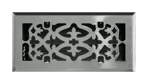 Tru Aire 4 in. H X 10 in. W 1-Way Satin Silver Steel Floor Diffuser